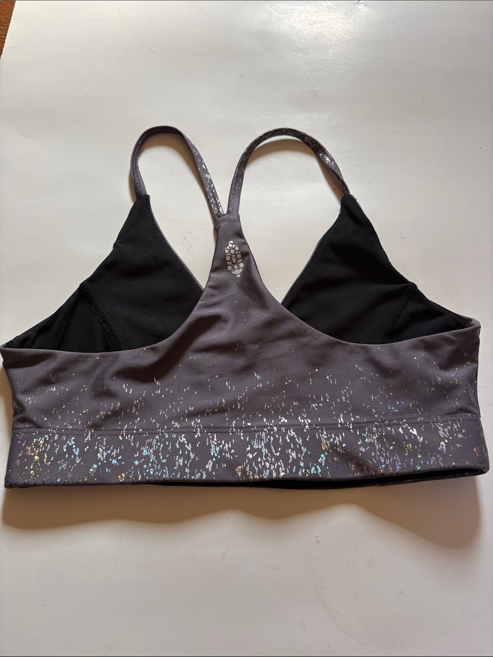 FP Movement Free People gray Foil Splatter Sports Bra Size M